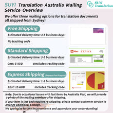 Load image into Gallery viewer, Suyi Translation Australian Shipping Options for Your Documents Flexible, Reliable
