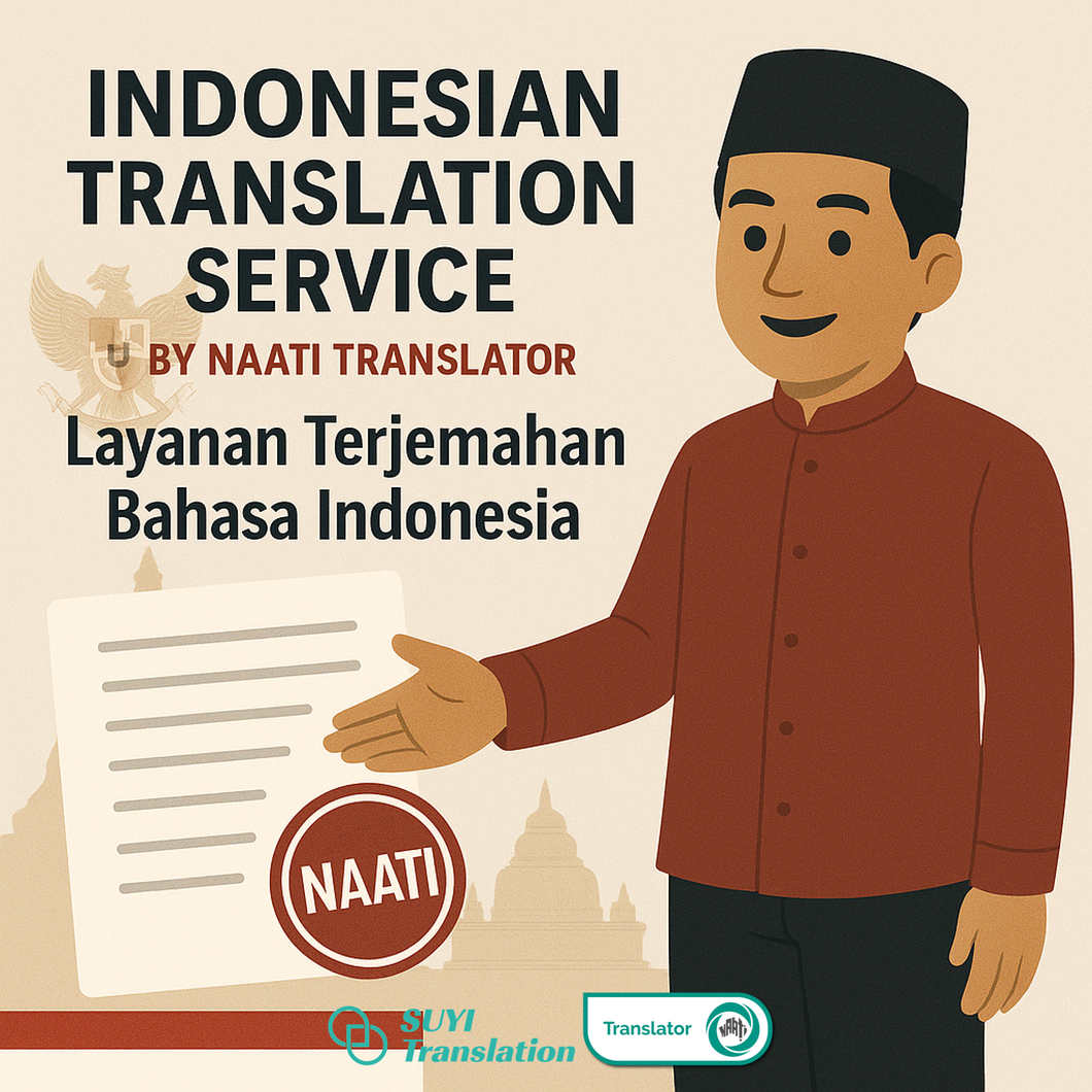 Translation by Bahasa Indonesia to/from English NAATI Certificate Translator