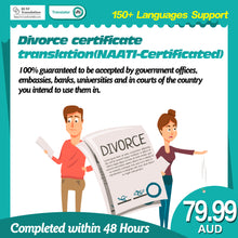 Load image into Gallery viewer, Divorce certificate translation(NAATI-Certificated)

