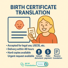 Load image into Gallery viewer, Birth Certificate (NAATI-Certificated) Accepted - By Australian Department of Immigration
