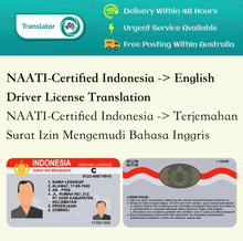 Load image into Gallery viewer, NAATI Certified Indonesia -&gt; English Drive License Translation
