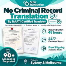 Load image into Gallery viewer, 🛡️ No Criminal Record Translation (By NAATI-Certified Translator)
