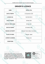 Load image into Gallery viewer, NAATI Certificated Japanese -&gt; English Driver License Translation 日本の運転免許証の翻訳
