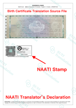 Load image into Gallery viewer, Birth Certificate (NAATI-Certificated) Accepted - By Australian Department of Immigration

